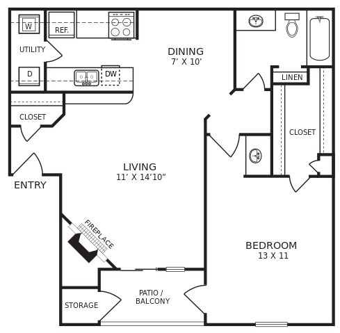 the floor plan for a two bedroom apartment at The Hudson